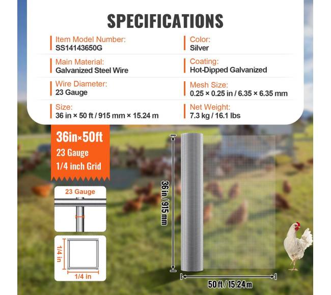 Sutvirtinta vielinė tvorelė 6 mm 91 cm x 15 m6