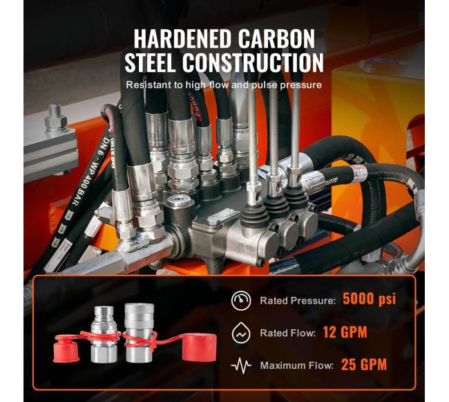 Hidrauliniai jungiamieji 34 SAE jungtys su dangteliais3