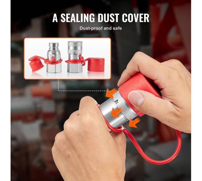 Hidrauliniai jungiamieji 34 SAE jungtys su dangteliais4