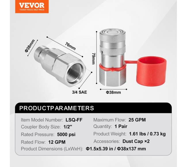 Hidrauliniai jungiamieji 34 SAE jungtys su dangteliais6