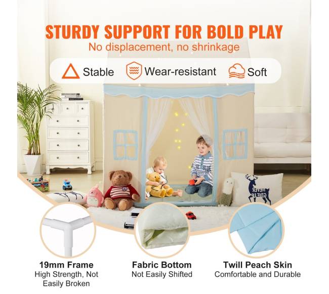 Vaikiška žaidimų palapinė su kilimėliu ir lempa2