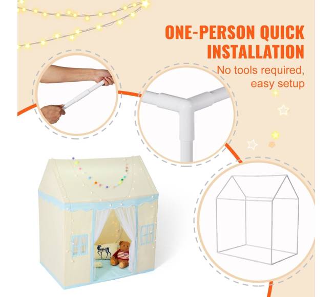 Vaikiška žaidimų palapinė su kilimėliu ir lempa4