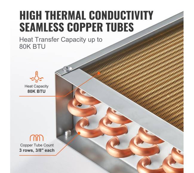 40.64x40.64 cm vandens-oro šilumokaitis, 3 eilės3