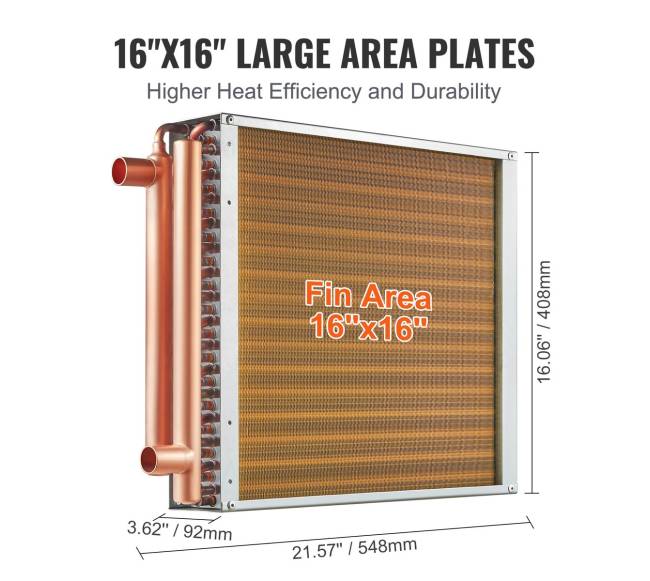 40.64x40.64 cm vandens-oro šilumokaitis, 3 eilės4
