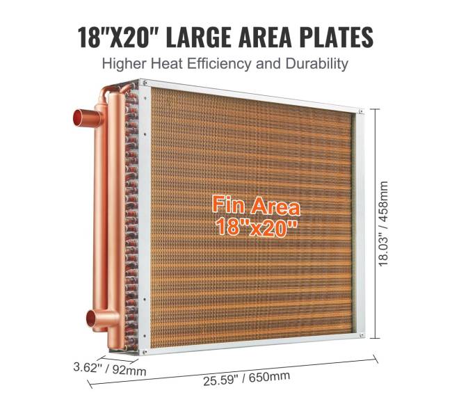 Vandens-oro šilumokaitis 45x51 cm, 3 eilių4