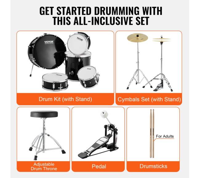 Suaugusiųjų 5 dalių būgnų komplektas 56 cm5