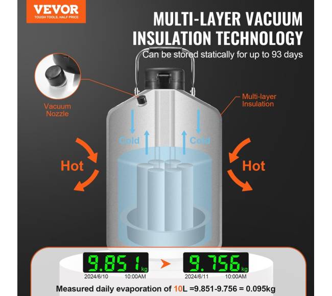 Skysto azoto talpykla 10 L aliuminio lydinio1