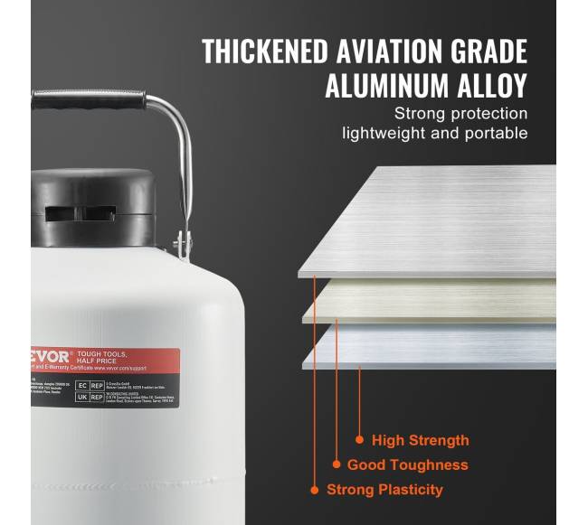 Skysto azoto talpykla 10 L aliuminio lydinio2