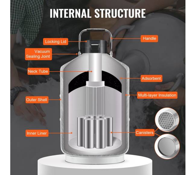 Skysto azoto talpykla 10 L aliuminio lydinio3