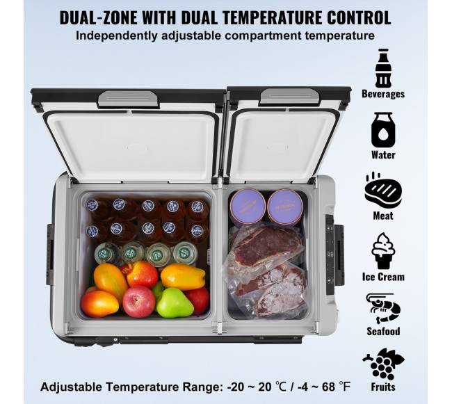 Nešiojamas automobilio šaldiklis 58 L dvi zonos2