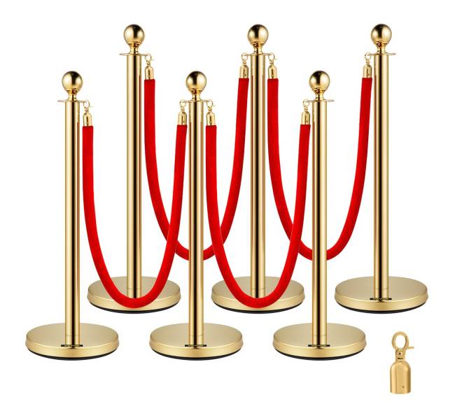 Nerūdijančio plieno apsauginiai stulpai su raudonomis juostomis0