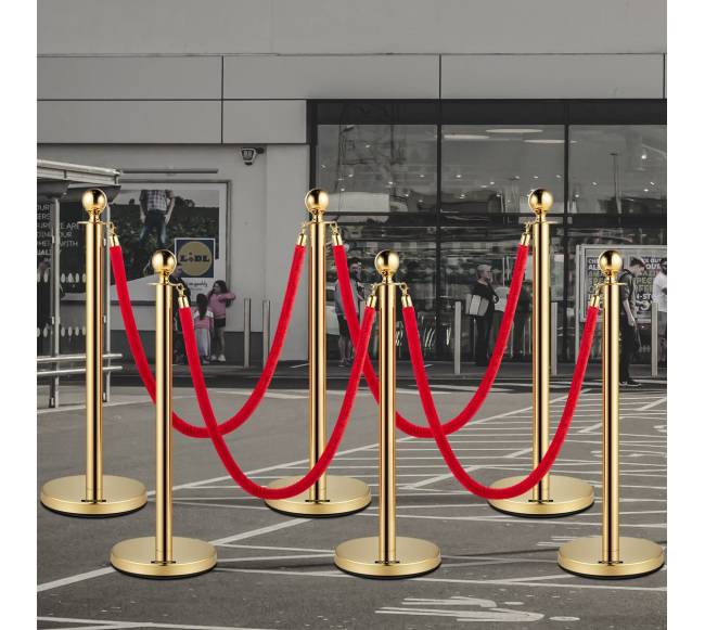 Nerūdijančio plieno apsauginiai stulpai su raudonomis juostomis7