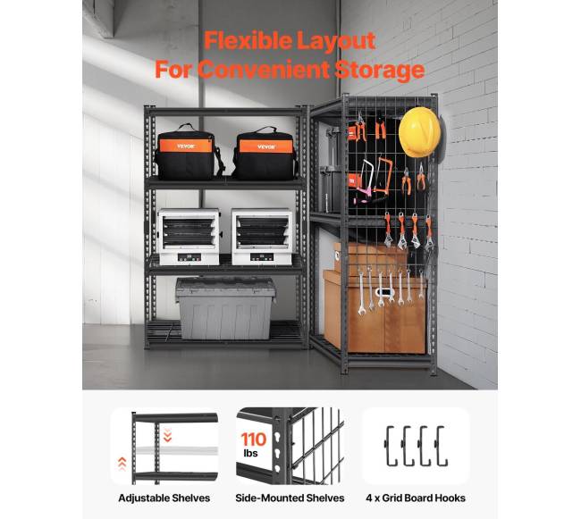 Reguliuojamos garažo lentynos 4 aukštų, 1089 kg2