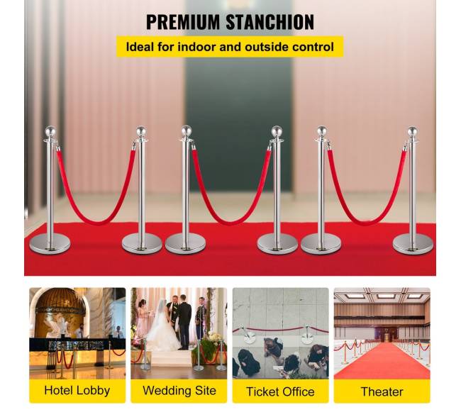 6 dalių raudona virvė ir sidabriniai stulpai1