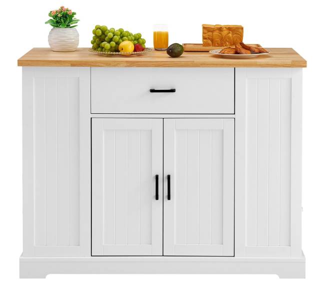 Virtuvės vežimėlis su stalčiu ir lentynomis0