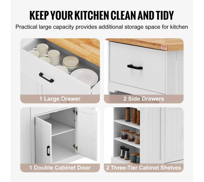 Virtuvės vežimėlis su stalčiu ir lentynomis2