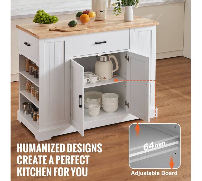 Virtuvės vežimėlis su stalčiu ir lentynomis5