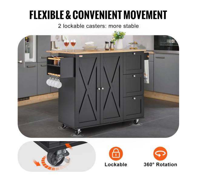 Virtuvės sala su ratukais ir lentynomis3