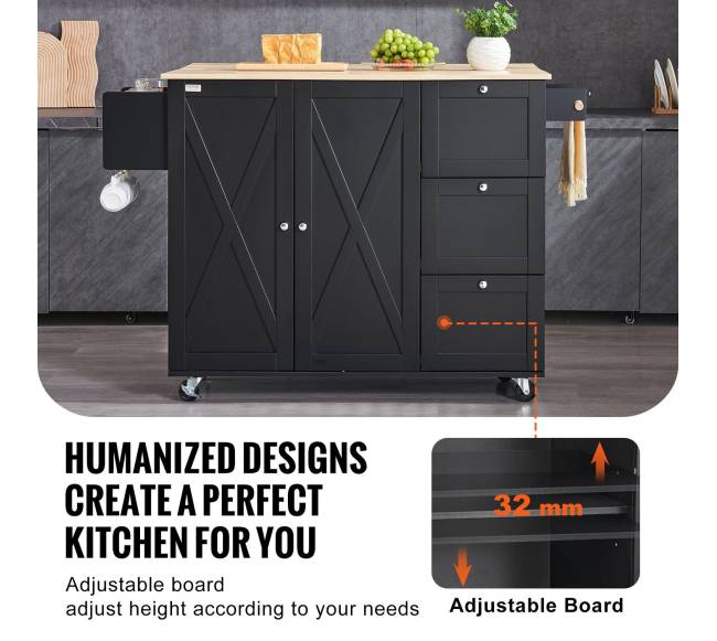 Virtuvės sala su ratukais ir lentynomis5