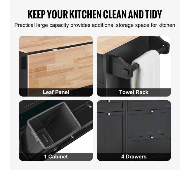 Virtuvės vežimėlis su stalčiumi ir šiukšlių spintele2