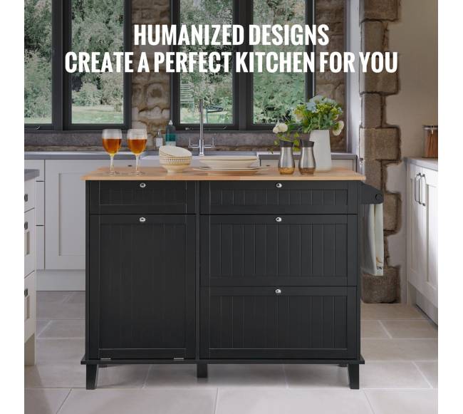 Virtuvės vežimėlis su stalčiumi ir šiukšlių spintele5