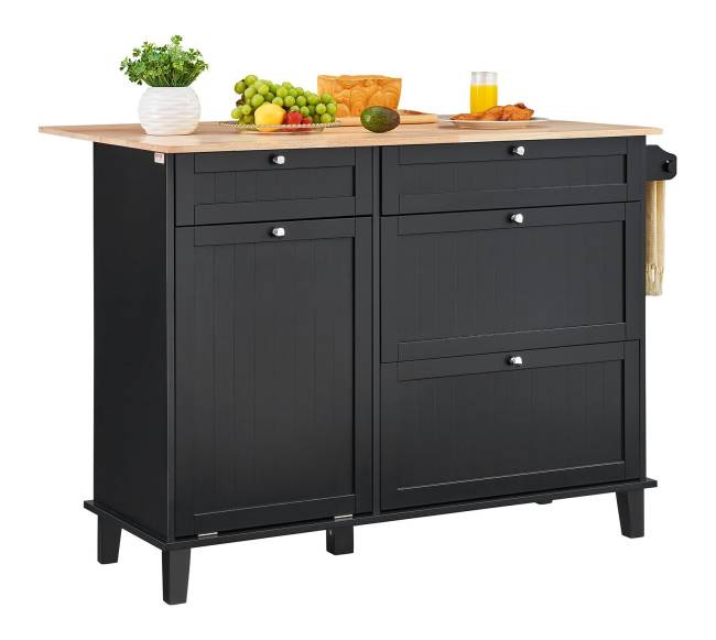 Virtuvės vežimėlis su stalčiumi ir šiukšlių spintele9