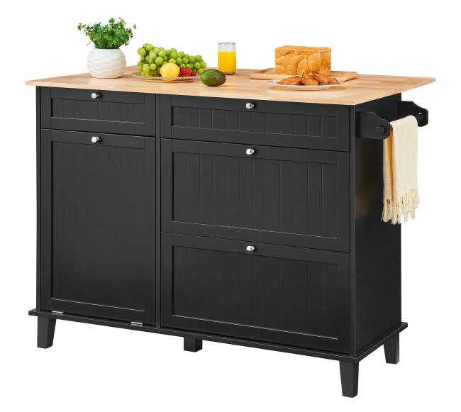 Virtuvės vežimėlis su stalčiumi ir šiukšlių spintele10