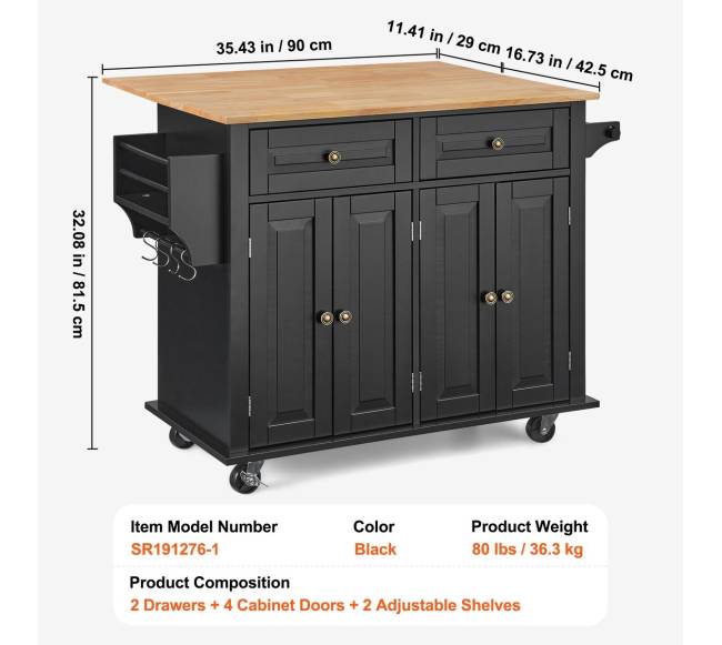 Virtuvės sala su ratukais ir lentynom6