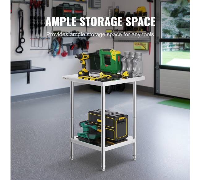 Nerūdijančio plieno darbo stalas 61x61x86 cm3