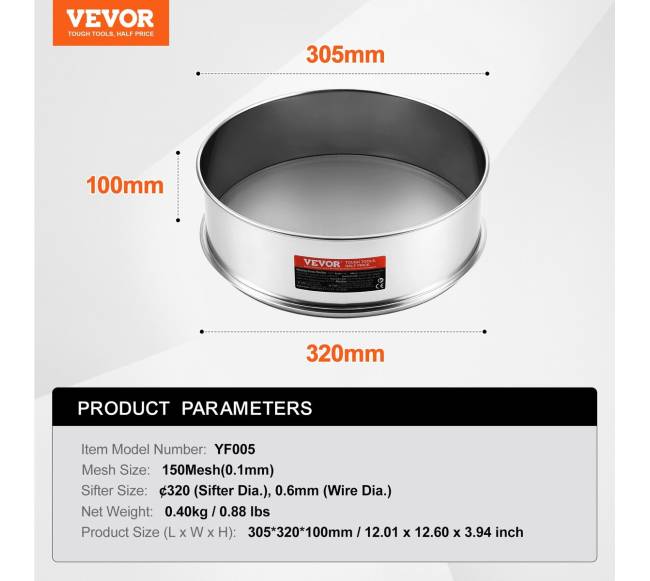 Nerūdijančio plieno miltų sietelis su 150 tinklu6