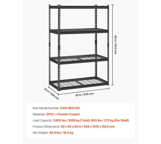 Reguliuojamos garažo lentynos 4 aukštų, 1089 kg6