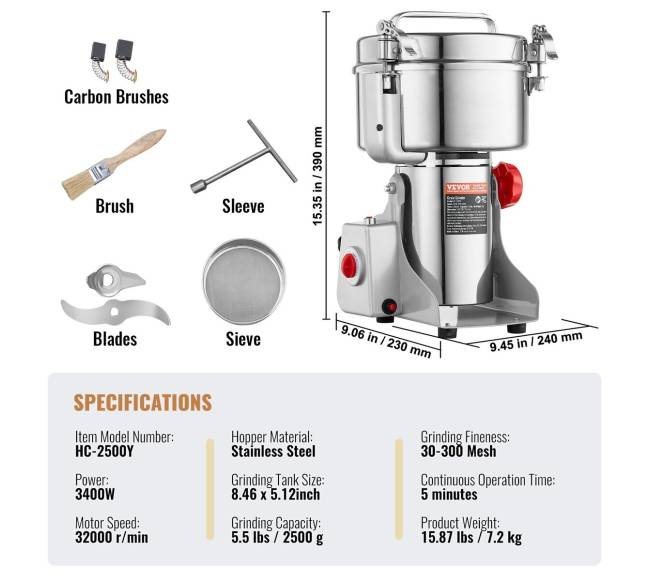 2500 g pramoninis prieskonių malūnėlis6
