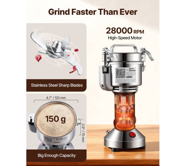 150g pramoninis prieskonių malūnas elektrinis grūdų malūnas3