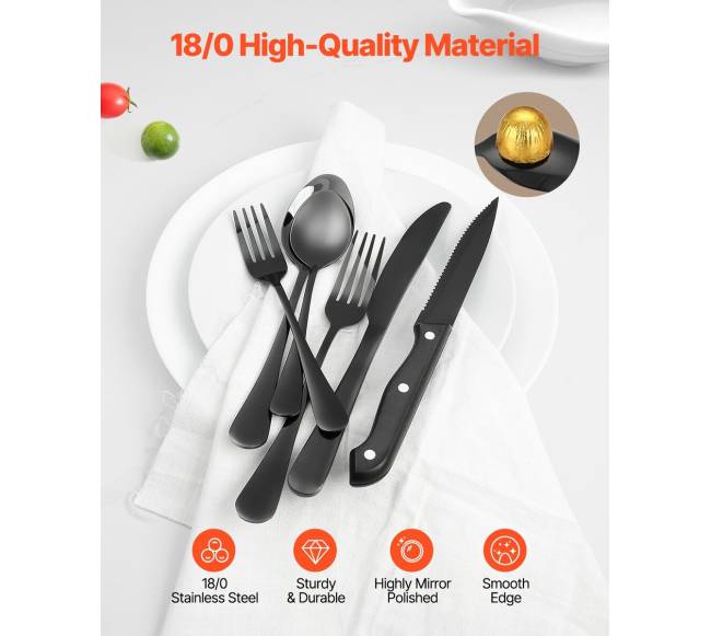 48 dalių nerūdijančio plieno stalo įrankių rinkinys 8 asmenims2