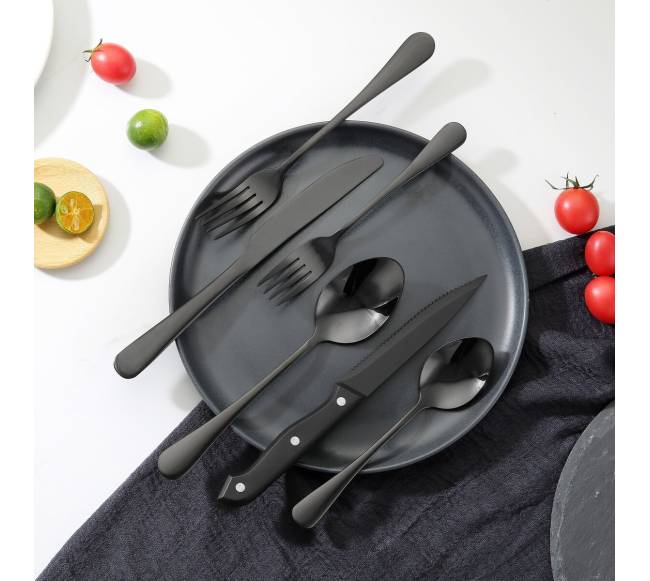 48 dalių nerūdijančio plieno stalo įrankių rinkinys 8 asmenims7