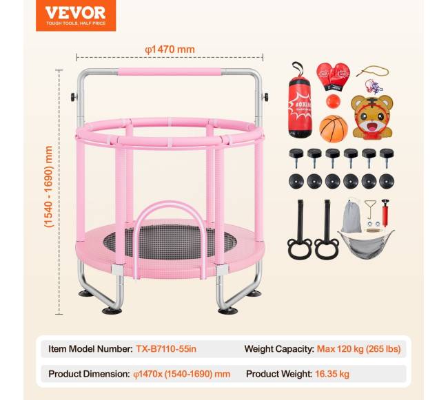 55 colių vaikų batutas su tinklu6