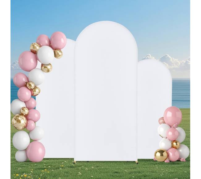 Metalinės arkos fonas su audiniu vestuvėms7