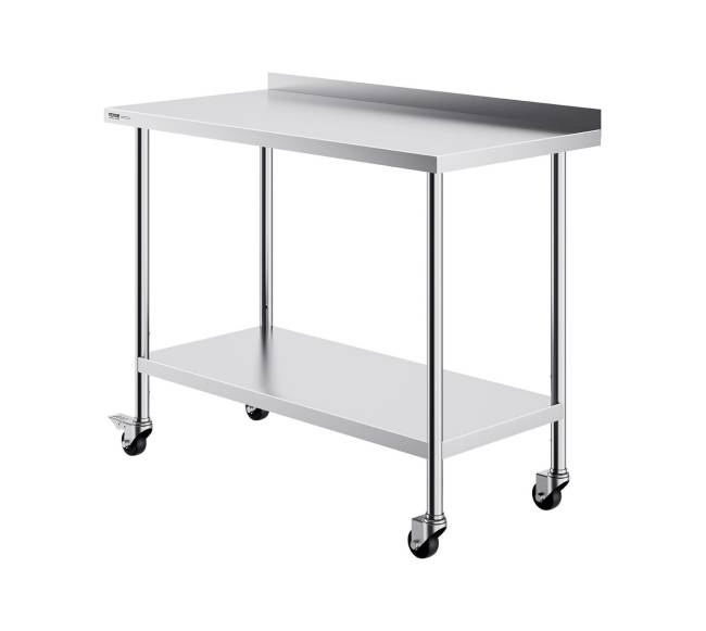 Nerūdijančio plieno darbo stalas su ratukais0