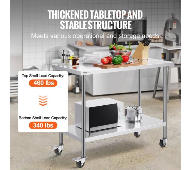 Nerūdijančio plieno darbo stalas su ratukais2