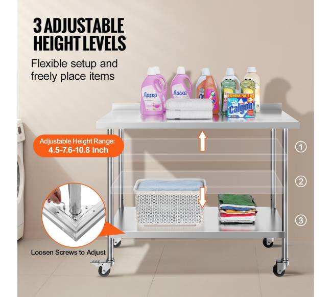 Nerūdijančio plieno darbo stalas su ratukais4