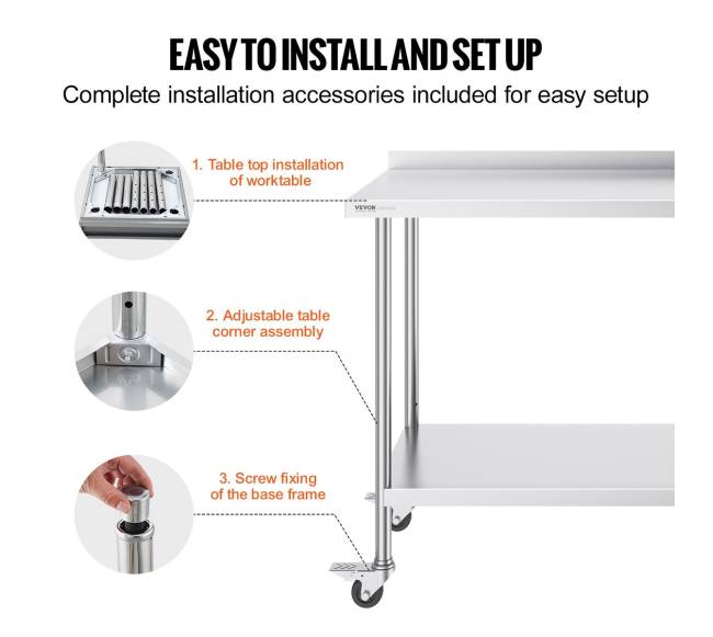 Nerūdijančio plieno darbo stalas su ratukais5