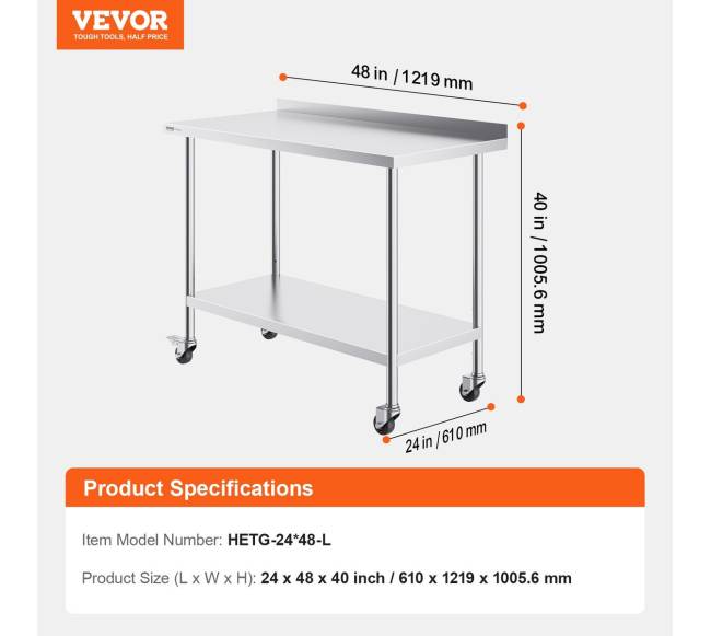 Nerūdijančio plieno darbo stalas su ratukais6