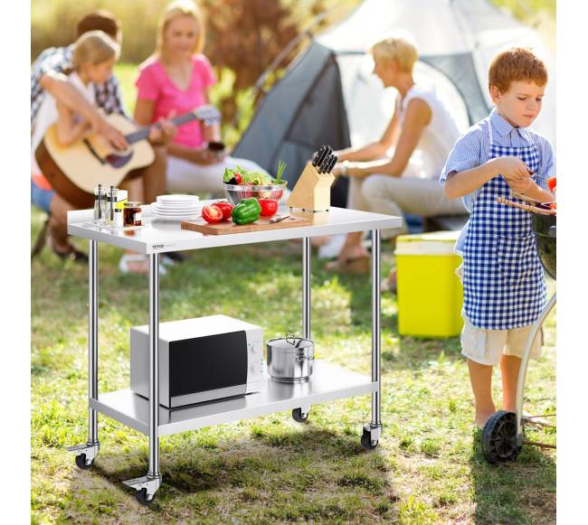 Nerūdijančio plieno darbo stalas su ratukais7