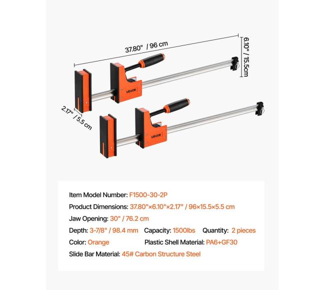 Medžio apdirbimo spaustuvai 2 vnt., 76 cm rinkinys6