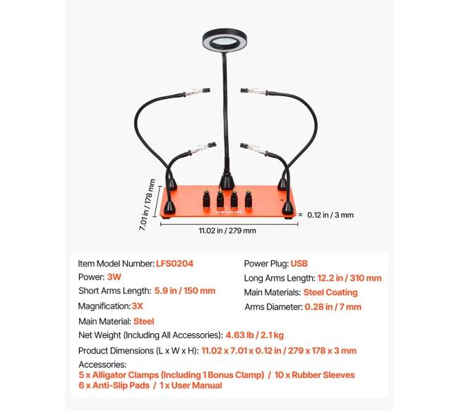 Magnetinė litavimo stotelė su LED lempa6