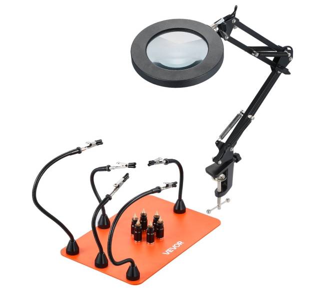 Magnetinė litavimo stotis su LED lempa ir 5 rankomis10