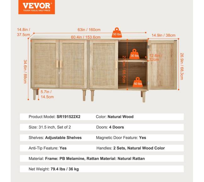 Rataninė spintelė su 4 magnetinėmis durimis6