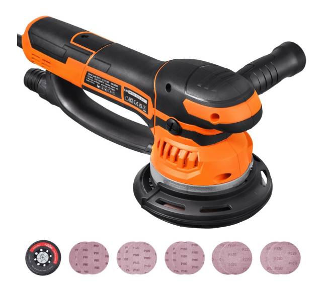 Ekscentrinis šlifuoklis 15 cm su 10 šlifavimo diskų0