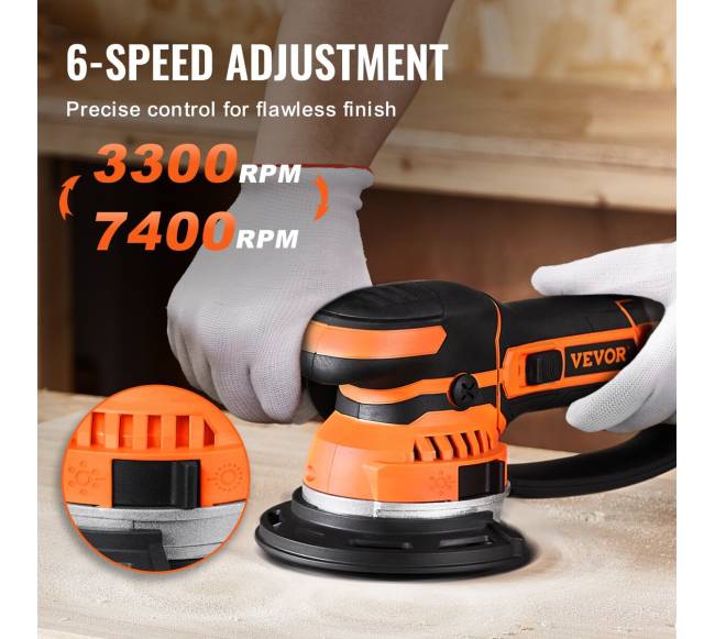 Ekscentrinis šlifuoklis 15 cm su 10 šlifavimo diskų2