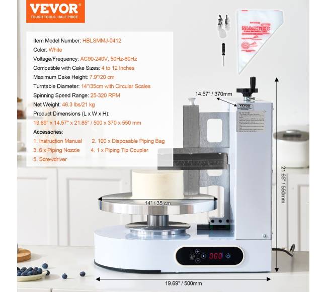 Tortų dekoravimo mašina 10-30 cm dydžio tortams6